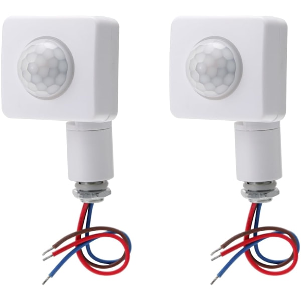 2stk PIR Kropps Infraröd Rörelsesensor AC 85-265V(220V), 12m Detektionsräckvidd vid 160°, 10mm Monteringshål