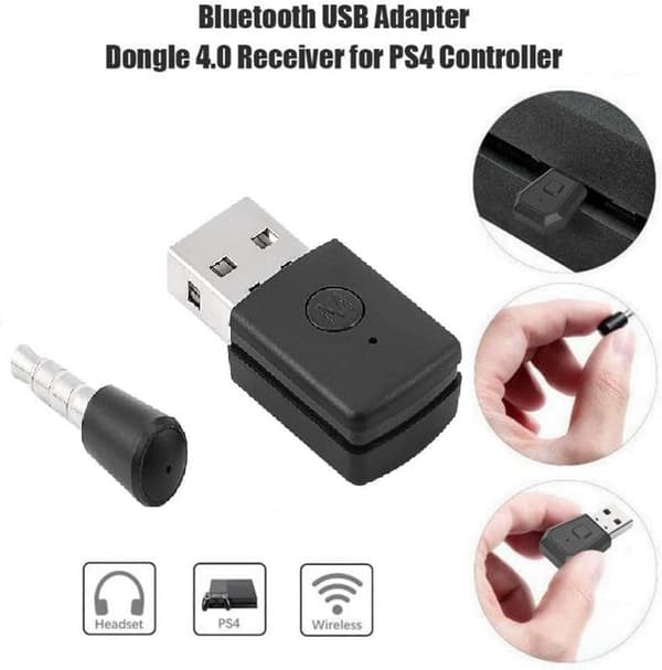 PS4 Bluetooth-adapter - Mini USB 4.0 Bluetooth-hodetelefonadapter Mini trådløs mikrofon Bluetooth-dongle USB-adapter for PS4 trådløst hodesett