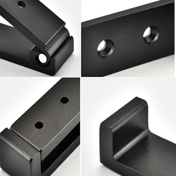 Set med 4 hopfällbara väggkrokar, aluminiumlegering 90° hopfällbara klädkrokar - Svart
