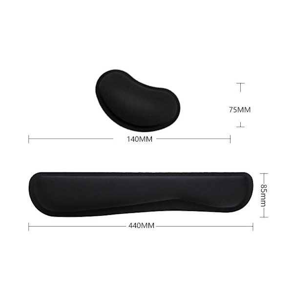 Gel Tangentbords handledsstöd och Mus handledsstöd, Ergonomiskt handledsstöd, Halkfritt tangentbord Mus handledsstöd Kit Datortillbehör (44x8.5x2cm)
