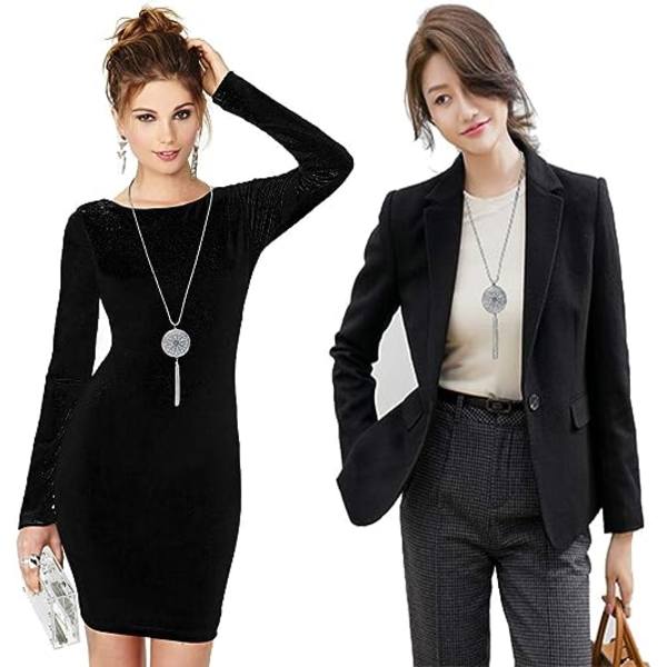 3PCS Långa Halsband för Kvinnor Knuta Disk Cirkel Tassel Statement Tröja Halsband Set