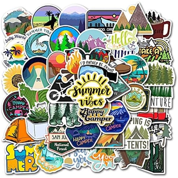 50 st Outdoor Adventure Stickers, Wilderness Nature Vandring Camping Travel Sticke