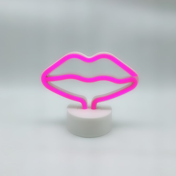 Leppeformet LED-neonskilt lys, PVC-plast Rosa leppeformet neon