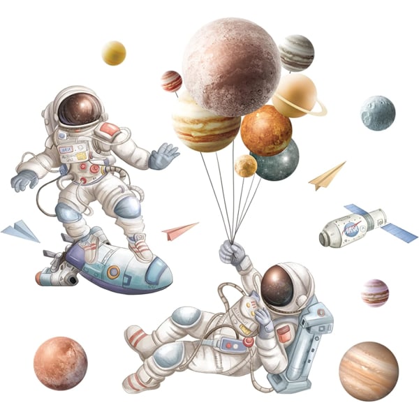Astronaut NASA Väggdekor Universum Space Väggdekaler Barnrum Sovrum Living