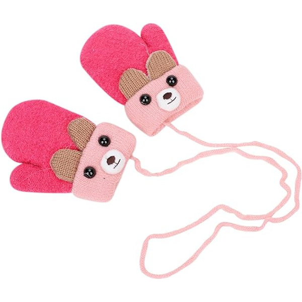Toddler Vinter Termiske Hansker Varme Strikkede Votter Baby String Plysj