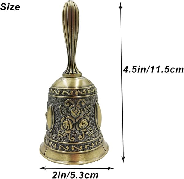 Retro Hand Bell Brons Klocka Antik Mässing Bröllopsklockor brons
