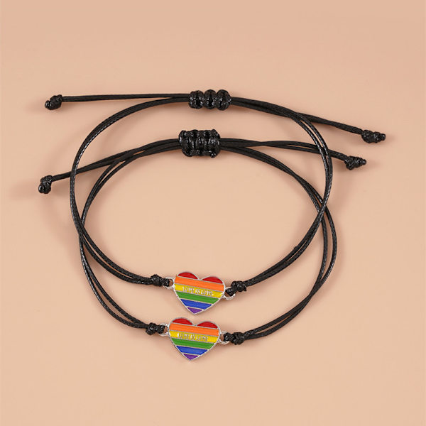 Regnbue Stripe Pride Armbånd Justerbar Håndlaget Flettet Armbånd