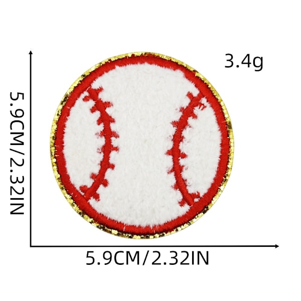4 stk. Baseball-patch, 2,32\"x2,32\" Baseball stryge på/sy på patches DIY Embr
