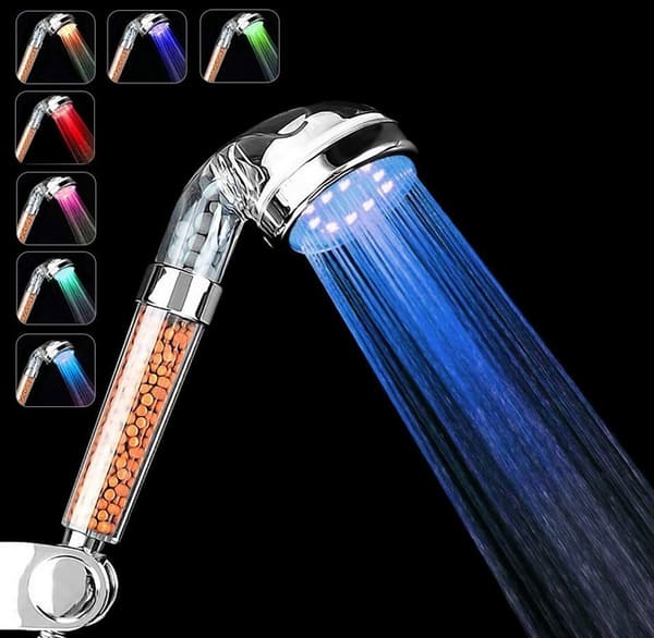 Brusehoved, 7 farver skiftende LED, badeværelse spa LED brusehoved