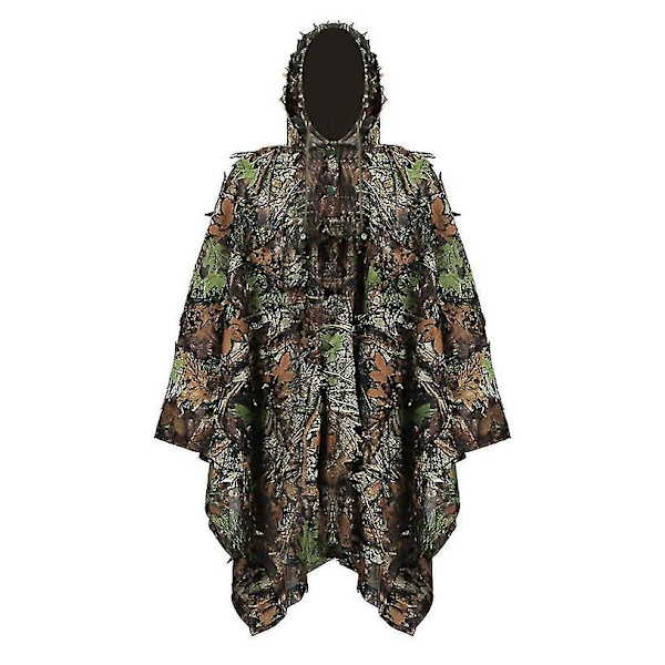 3D Lehtikuvioinen Vaatteet Viidakko Metsästys Camo Poncho Viitta