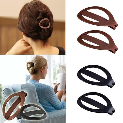 2 stk. Barrette Ponytail Holder Clip, sæt med 2 stk. - sort, brun