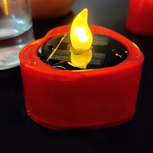 6 kpl/laatikko Sydämenmuotoinen aurinkoenergialla toimiva kynttilänvalo Liekitön Simul