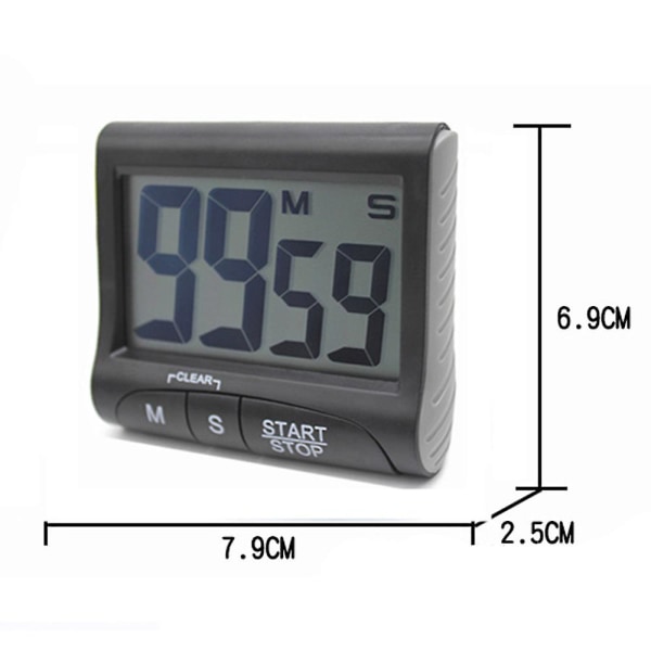 Kjøkkenklokke med display, magnetisk bakside, høy alarm på et tau, matlaging