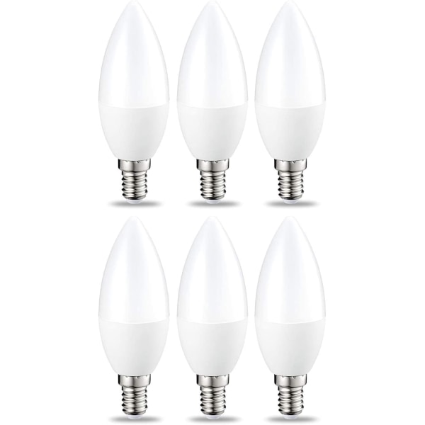 Set med 6 små LED-lampor i form av en låga, vit