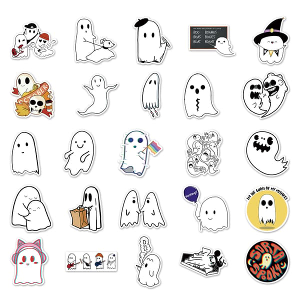 100 kpl Halloween-tarroja, söpöjä aave-tarroja