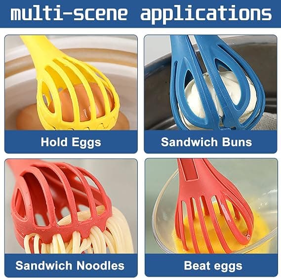 2 i 1 4PCS Multifunktionell Silikon Visp Matklämma och Äggvisp