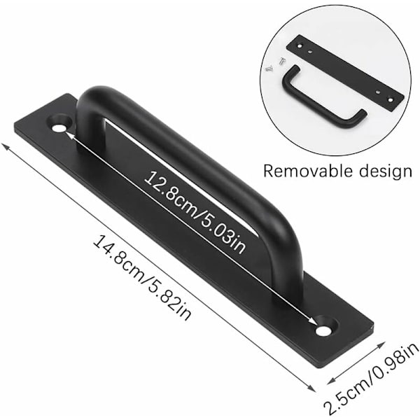 Lådhandtag, avtagbart handtag skjutdörrshandtag, 2 st svart enkel aluminiumlegering dörrhandtag för kök, möbler, skåp (148 x 25 x 36 mm)