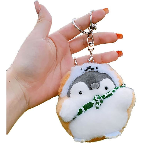 Ystävänpäivän pehmolelu avaimenperät kawaii avaimenperä pienet täytetyt eläimet, Corgi Penguin, söpöt avaimenperät reppuihin, kawaii-eläimet. (keltainen-Corgi Penguin)