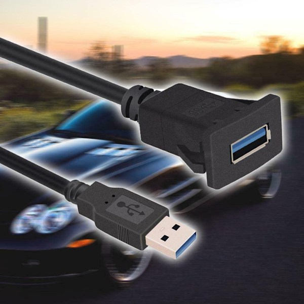 L00S USB 3.0 Hona Flush Mount Adapterkabel - 1m Förlängningskabel för Bil, PC, Båt och Motorcykel - Idealisk för Instrumentbräda