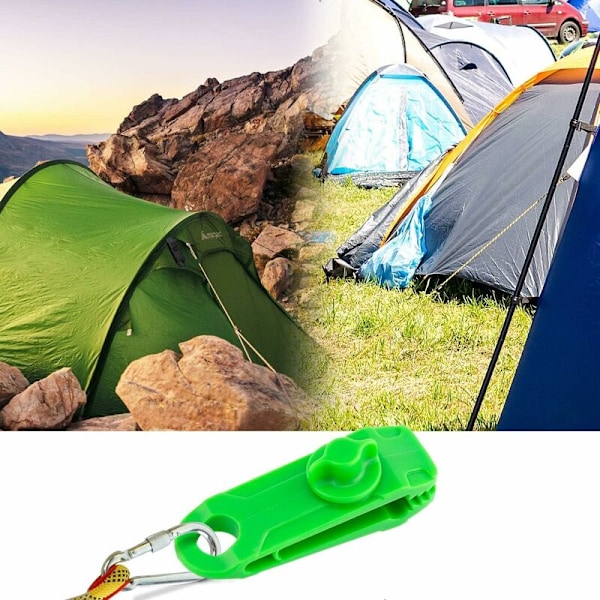 12-pack låsande klämmor multifunktionella säkra presenningklämmor för camping och baldakinaktiviteter - gröna