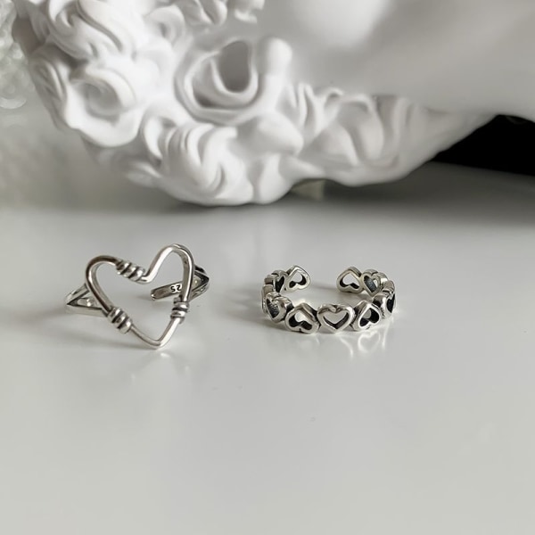 2 stk Heart Wire Ring, til My Beautiful Wife Heart Wire Ring, Heart of a Warrior H