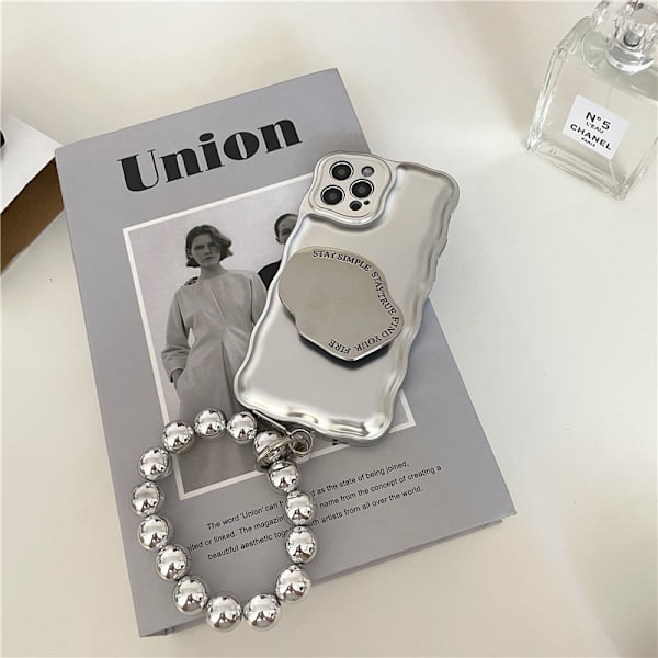 Yhteensopiva iPhone 14 Pro Max -kotelon kanssa Valkoinen rannekoru 3D Glitter