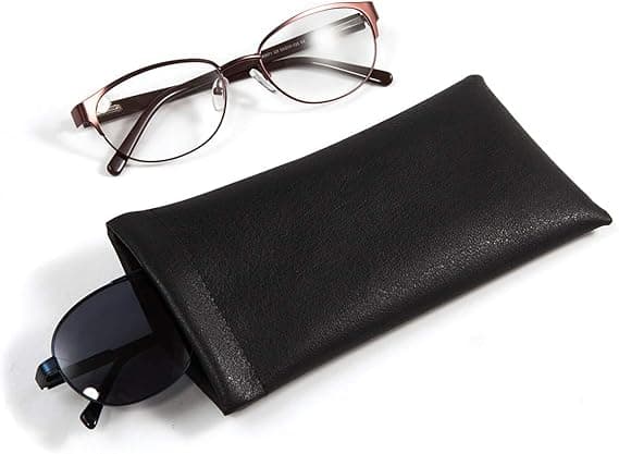 Squeeze Leather Sunglass Bag - 3 Pack Black Spring Storage Glasses Bag Hol