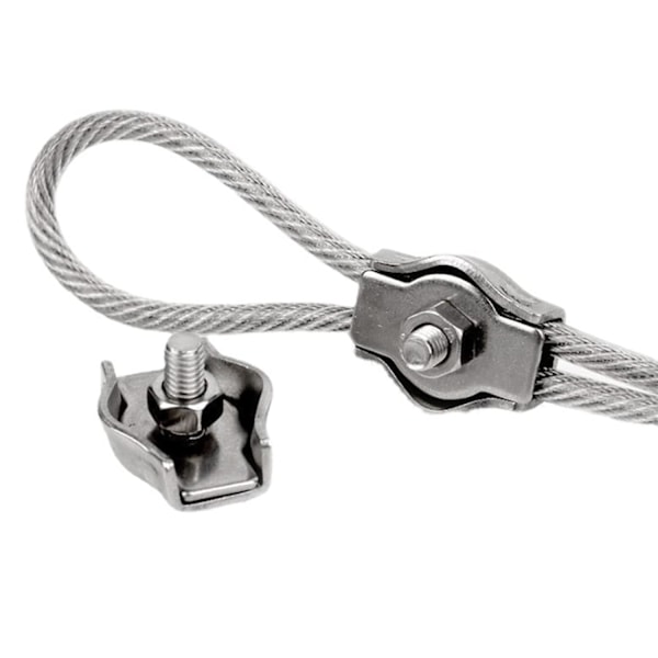 10 stk. Wire Rope Clamp, M3 Kabelklemme, Rustfritt Stål Kabelklips for 3 mm Stålvaier, Simplex Klips for Byggeplasser og Skip