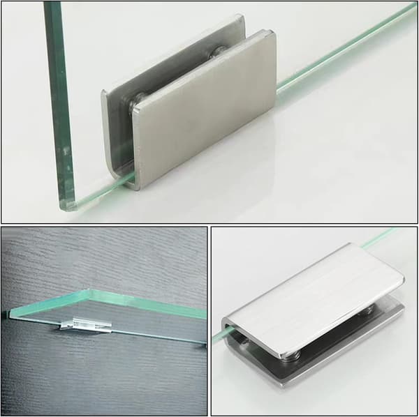 Sæt med 4 glasclips, 304 rustfrit stål glas 10-12mm glas
