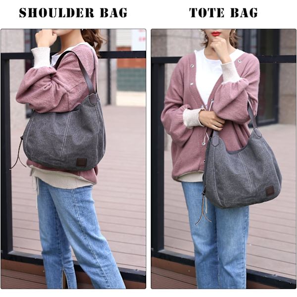 Kvinder Lærred Håndtasker Totes Vintage Crossbody Tasker