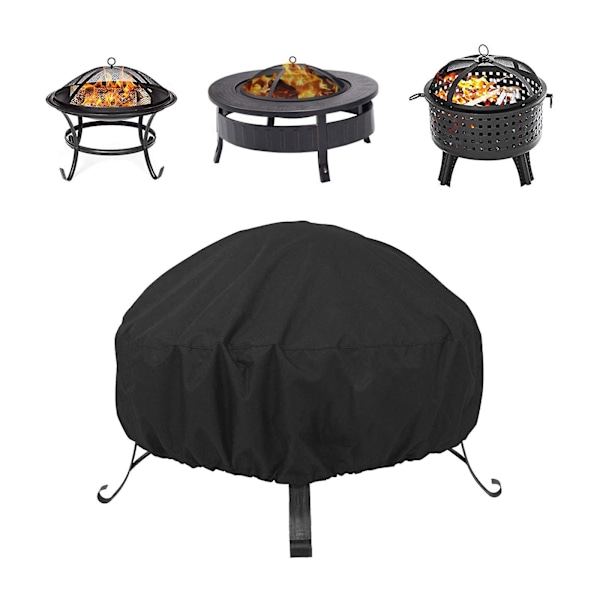 Protective Cover for Round Fire Bowl, Waterproof Windproof UV-Resistant Oxford Fabric Fire Pit Cover