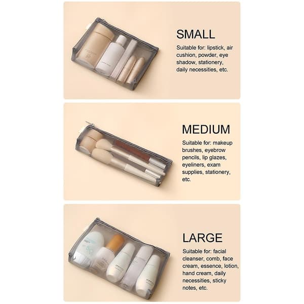 2 stk. Mesh Makeup tasker - Bærbare Makeup tasker med lynlås (S)