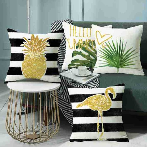 Set med 4 stycken söta kuddfodral 45 x 45 cm, kuddfodral för soffa