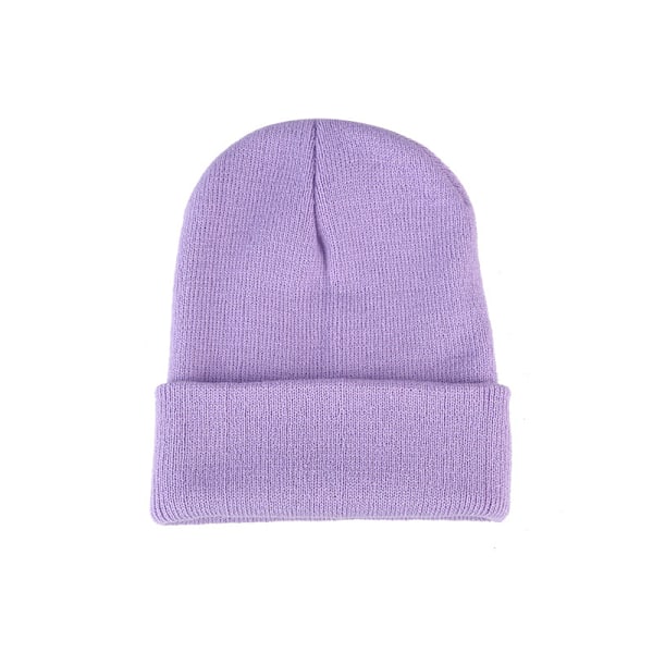 Beanies for Men and Women, Winter Hats, Warm and Slouchy Beanies, Plain Knit Beanies, Unisex Cuffed Skull Cap Purple