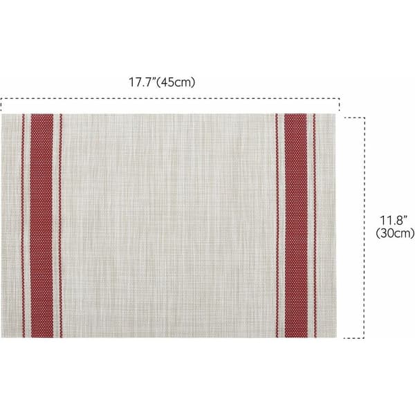 Sæt med 6 vaskbare PVC-dækkeservietter, beige+rød, 30*45cm