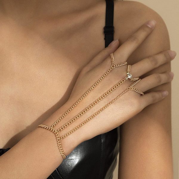 Kubansk länk skiktad kedjeslavfinger ring punk metallarmband Rh