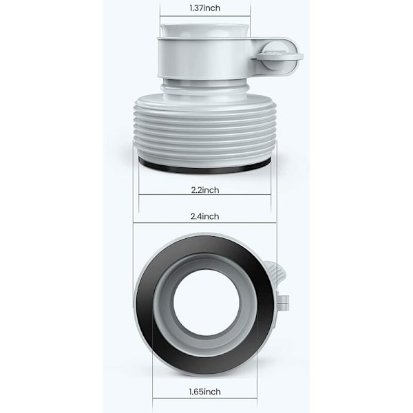 Typ B slangadapter för pumpar, 2-pack, slangadapter för pool för 1,5\"