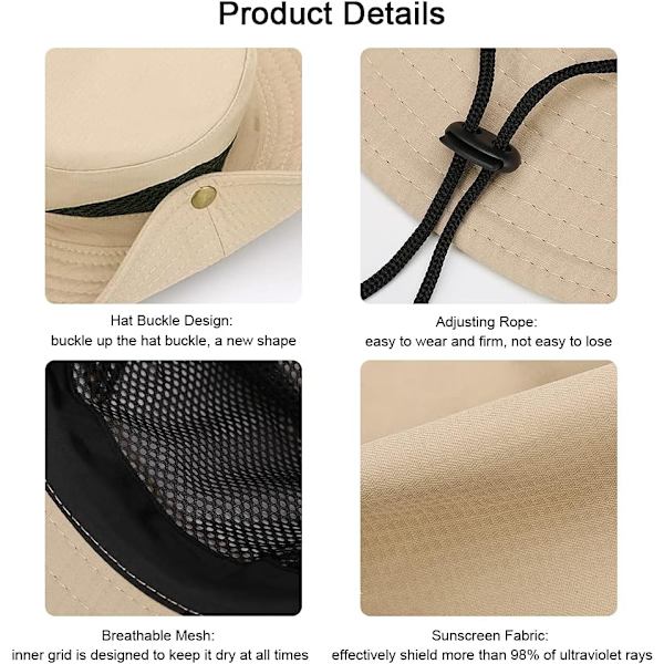 Solhatt, Fiskehatt Unisex Vuxen Bred Brätte Hatt Utomhus Safari Ca