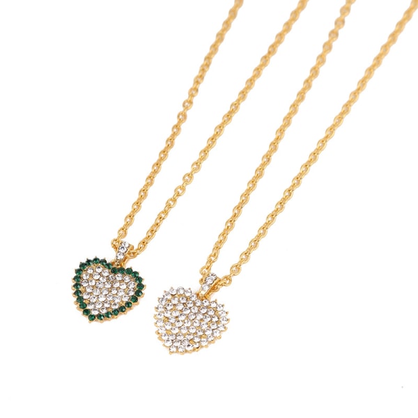 Smycken Retro enkel hjärtformad hel diamant hänge halsband för kvinnor Fashion