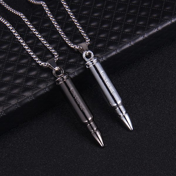 Bullet rustfrit stål vedhæng halskæde mænds klassiske mode charme krave halskæde hip-hop rapper gotisk smykker Collares, sæt med 5 stk