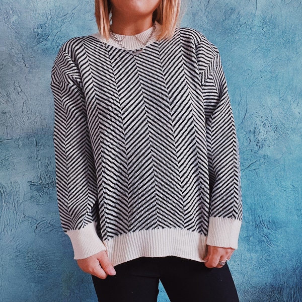 Oversized tröjor för kvinnor Höst  Trendig Crewneck Batwing Lång S