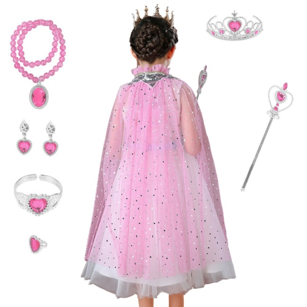 1 bit Frozen Princess Cape Set för flickor Mjukt garn enfärgad