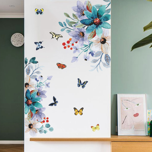 Avtagbar blomma fjäril väggdekal/3D-väggkonst dekal hem-de