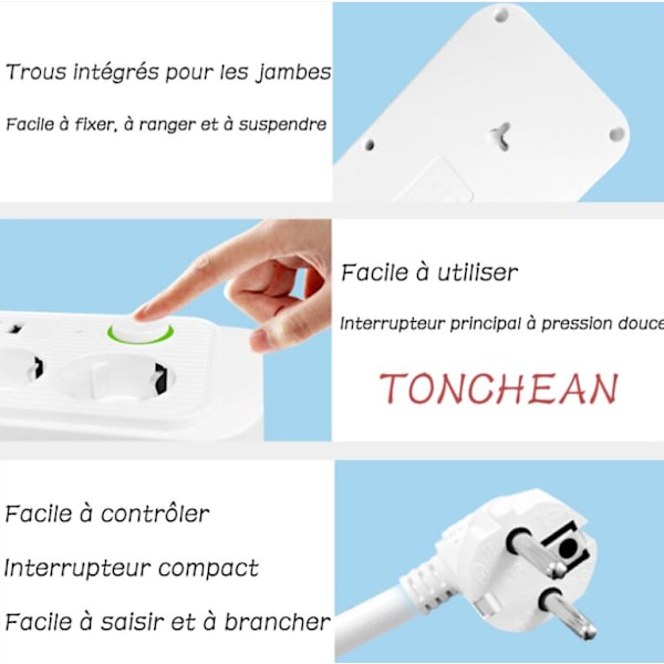 3-osainen pistorasia seinään 4 USB-portilla ja 1 USB C -portilla, 8-in-1 sähköpistorasia, pistorasia kotitoimistoon musta (17,2 * 8,6 * 3,8 cm)