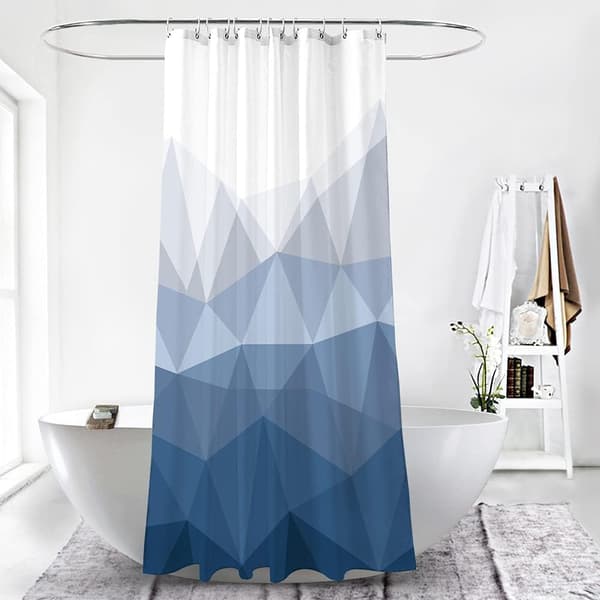 Blå gradient dusjforheng for bad | Polyestermaterial 180cmx