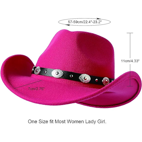 Kvinnor Män Filt Bred Brätte Western Cowboy Hatt Bälte Spänne Panama H
