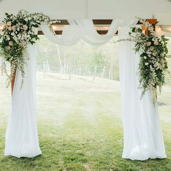 1 stk. Hvide stofpaneler til bryllupsbue - 70*300cm - Chiffon stof