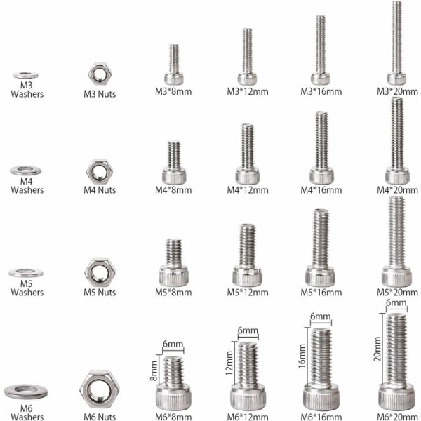 Stainless Steel Hex Head Button Socket Head Cable Bolts Screws wi