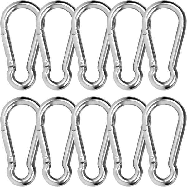 10 stk. rustfrie stålkarabiner - kraftige rustfrie stålkarabiner 50mm