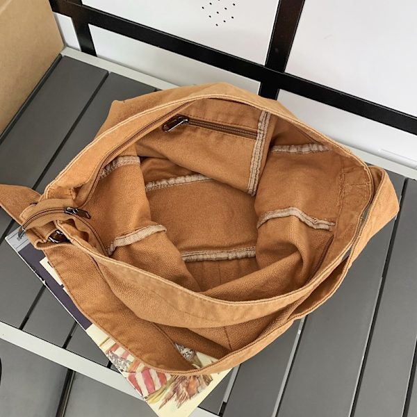 Kvinnors Canvas Crossbody Väska Stor Kapacitet Messenger Väska Casual Axelväska Resväska Shoppingväska，Brun